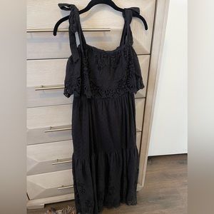 Black lace ruffle dress